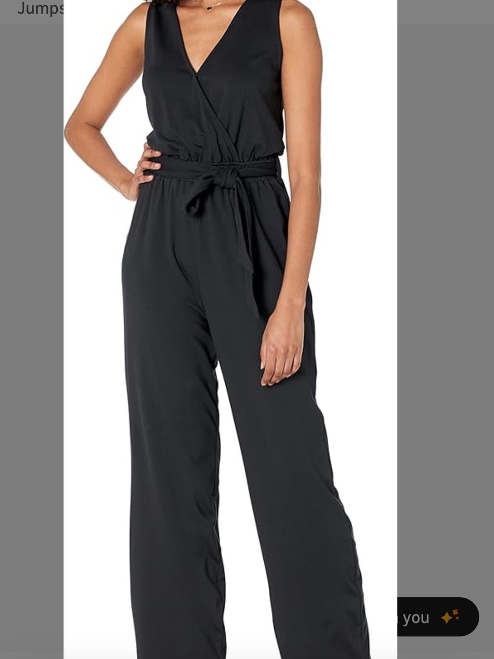 Sleeveless Black Wrap Jumpsuit with Tie Waist